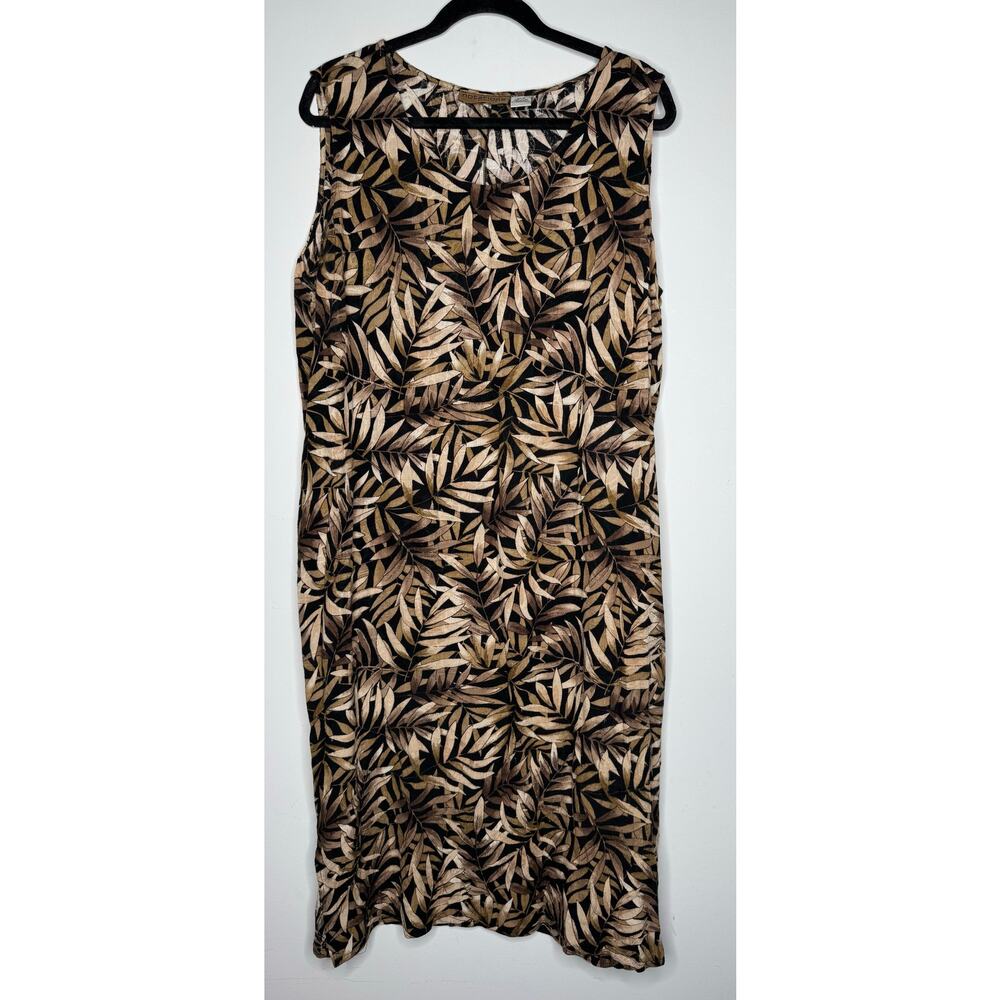 Vintage 90s Plus Size 1X Overalls Mature Midi Length Sleeveless Brown Dress